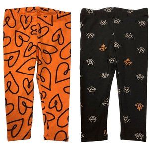 2 pair Baby Girls Cat & Jack HALLOWEEN  Leggings Size 18 months Hearts Cats  NWT